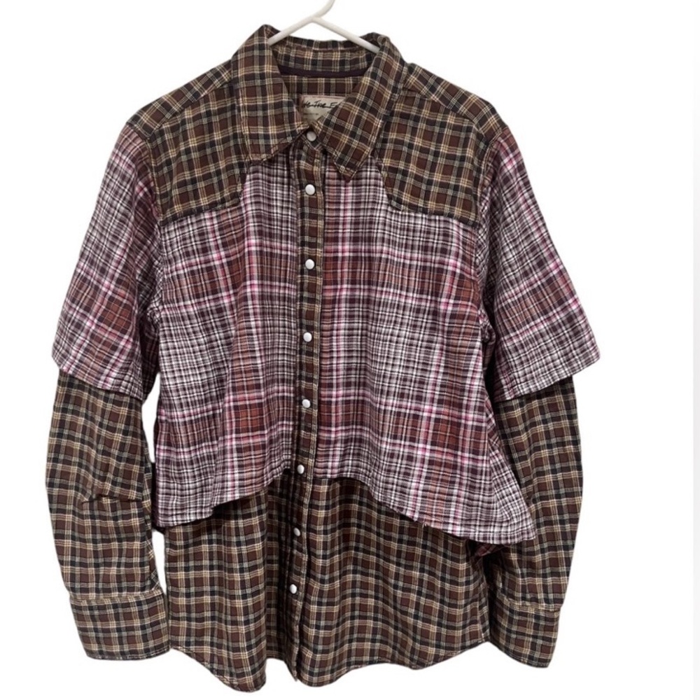 We the Free Plaid Two Tone Layered Flannel size Medium - Picture 5 of 14